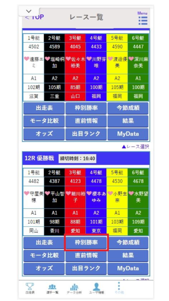 ボートレース日和操作説明